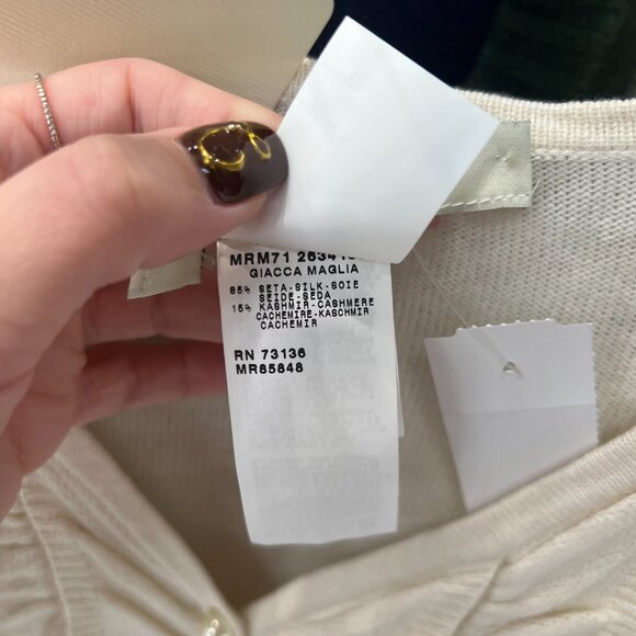 NWT Marina Rinaldi Ivory Knit Ruched Button Sweater Blouse Top size Large - Picture 8 of 8